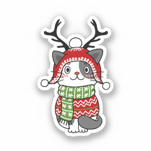 Adesivo Gancho de Natal de Gato Bonito Galore (Frente)