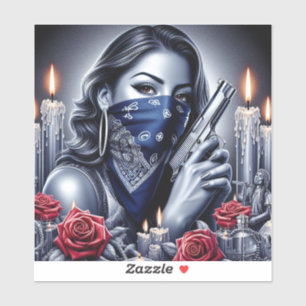 Adesivo Gangster Girl Hip Hop chicano art Design
