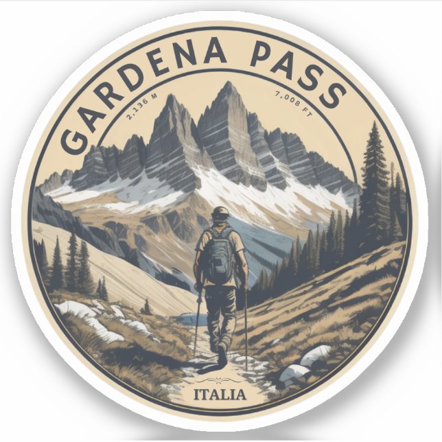 Adesivo Gardena Passe de Alta Pista Dolomites, T do Sul (Frente)