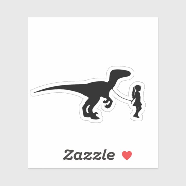 Adesivo Garota Andando Seu Presente Engraçado Dinossauro D (Folha)