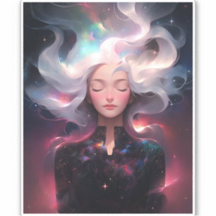 Adesivo Garota Animada De Estrelas