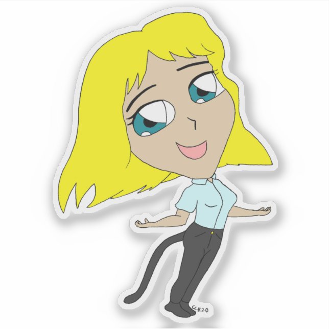 Adesivo garota chibi com cauda (Frente)
