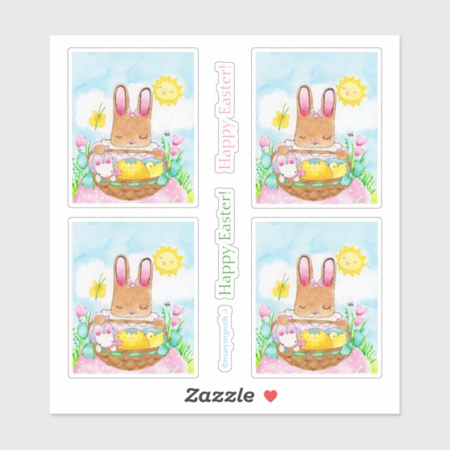 Adesivo Garota Coelhinha com Vinheta (Folha)