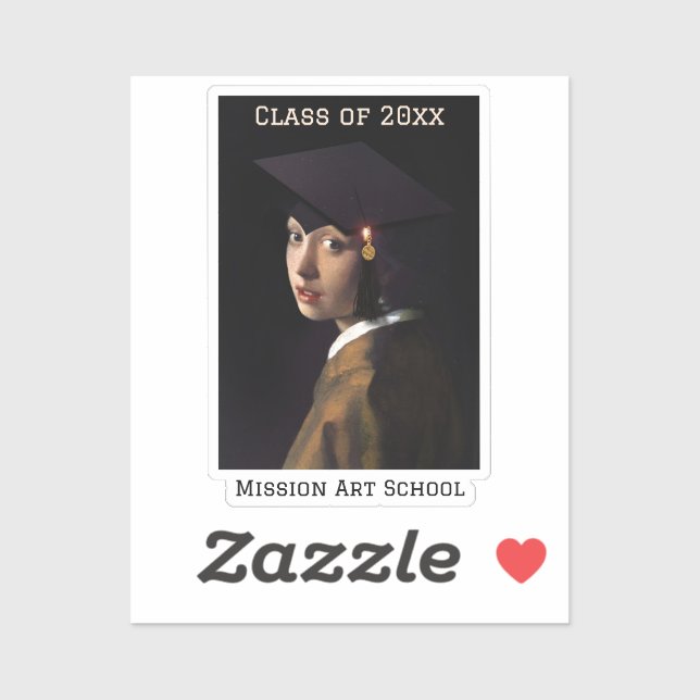 Adesivo Garota com Graduação de Boné de Formando (Folha)