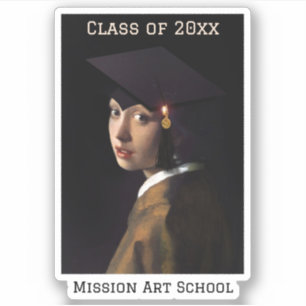 Adesivo Garota com Graduação de Boné de Formando