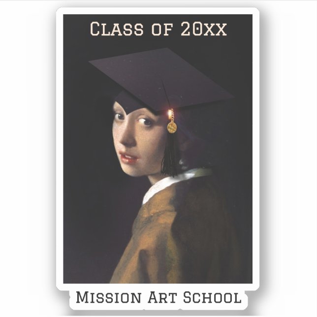 Adesivo Garota com Graduação de Boné de Formando (Frente)