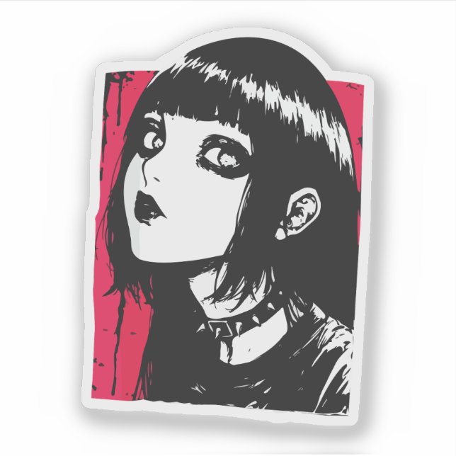 Adesivo garota de anime de terror (Frente)