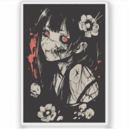 Adesivo garota de anime de terror