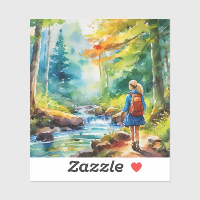 Adesivo Garota de caminhada (Folha)