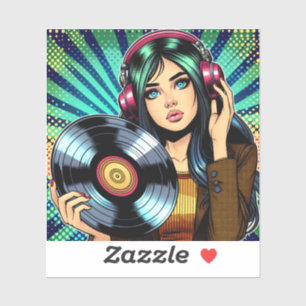 Adesivo Garota de estilo pop art em quadrinhos com álbum d