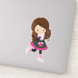 Adesivo Garota De Pé De Gelo, Garota Bonita, Cabelo Marrom