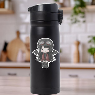Adesivo Garota Gótica Piloto Asas Cutie Personalizado Anim