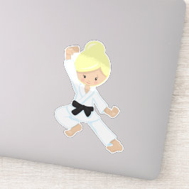 Adesivo Garota Karate, Garota Bonita, Cinturão Negro, Cabe