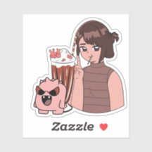 Garota Kawaii de Anime com Milkshake de Chocolate 