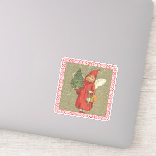 Adesivo Garota Vitoriana Neve Anjo Árvore de Natal