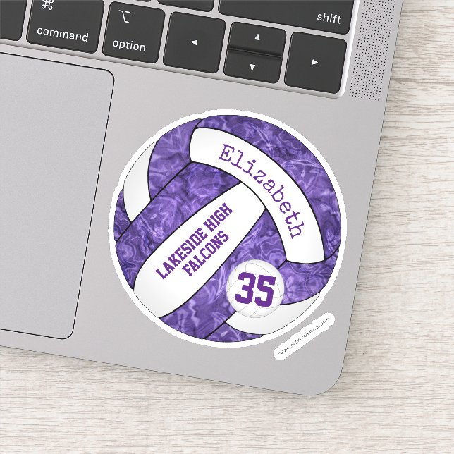 Adesivo garotas roxas vôlei w nome mascote escolar (Detalhe)