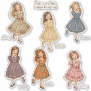 Adesivo Garotas Vintage: Coleção Feliz Rindo