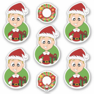 Adesivo Garoto bonito com cabelo louro curto Vinheta Natal