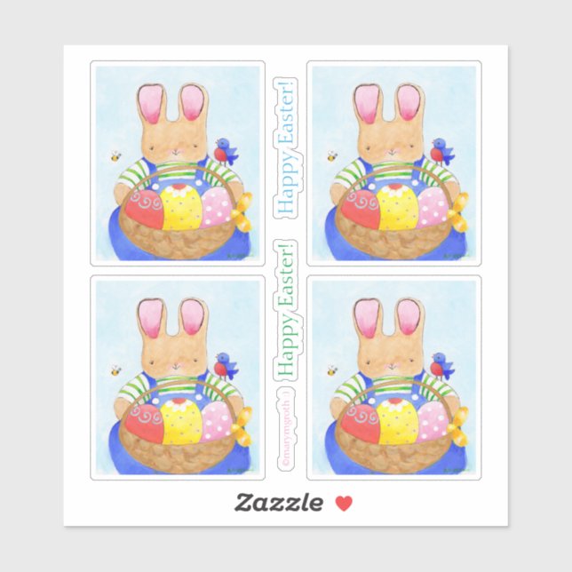 Adesivo Garoto coelho com bastão (Folha)