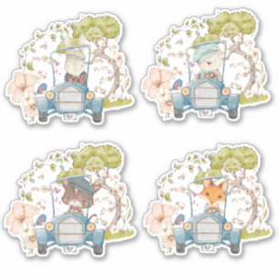 Adesivo Garoto do Carro vintage dos Animais da Floresta