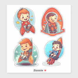 Adesivo Garoto pequeno em um foguete | Ciência e Espaço