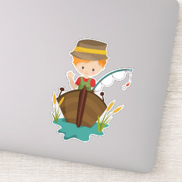 Adesivo Garoto, Pescador, Arco De Pesca, Cabelo Laranja