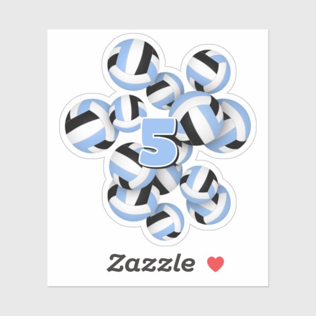 Adesivo garotos jersey number lt Blue Black Volleyball (Folha)