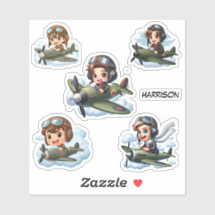 Adesivo Garotos Voadores de Avião Personalizados