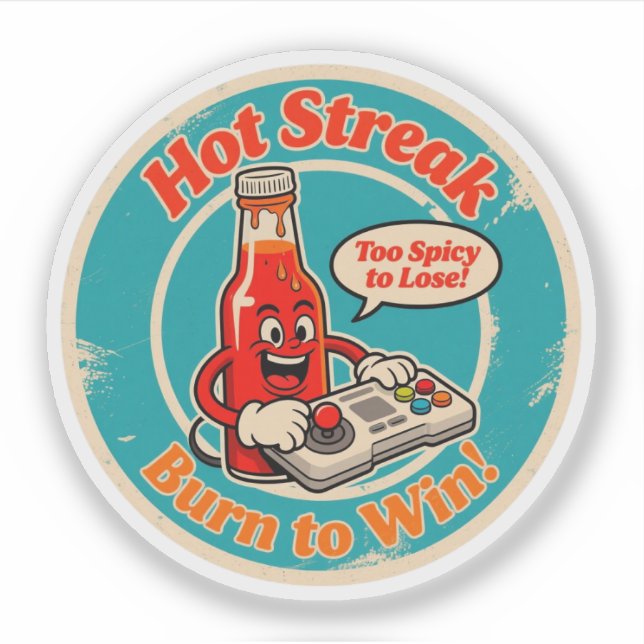 Adesivo Garrafa de molho quente de desenho animado com jog (Frente)