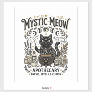 Adesivo Gata Mística Meow Bruxa Apotecária Gata Vinta