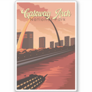 Adesivo Gateway Arch National Park Illustration Viagem Art