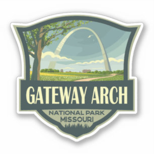 Adesivo Gateway Arch National Park Ilustração de Arte Retr