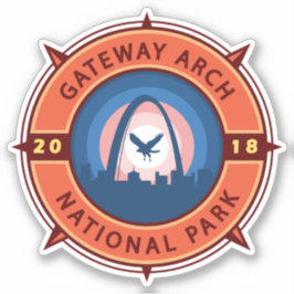Adesivo Gateway Arch National Park Retro Compass Emblem