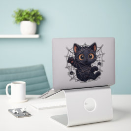Adesivo Gatinho Assustador Web Halloween
