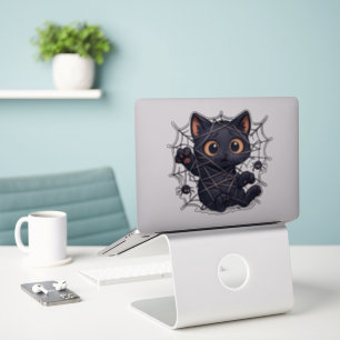 Adesivo Gatinho Assustador Web Halloween