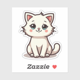 Adesivo Gatinho Branco Divertido – Chibi Sticker