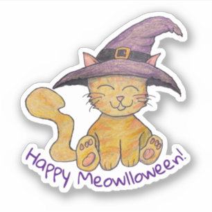 Adesivo Gatinho Bruxo Halloween