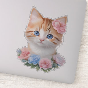 Adesivo Gatinho com Flores de Felino