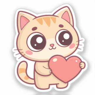 Adesivo Gatinho Coração Doce