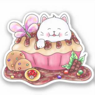 Adesivo Gatinho Cupcake