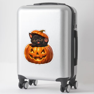 Adesivo Gatinho de abóbora caprichoso feliz Halloween ades
