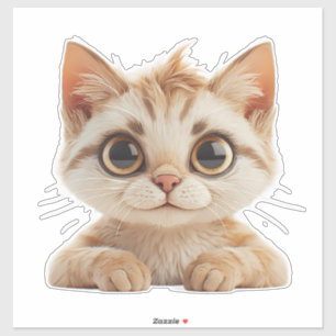 Adesivo Gatinho de Desenho Adorável Com Olhos Grandes