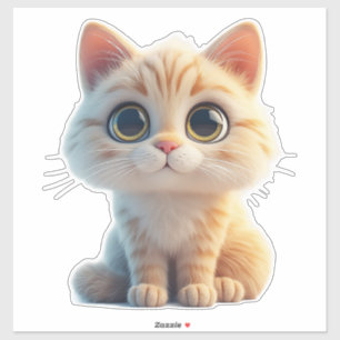 Adesivo Gatinho de Desenho Animado Adorável Com Olhos Gran
