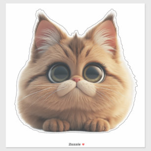 Adesivo Gatinho de Desenho Animado Adorável Com Olhos Gran