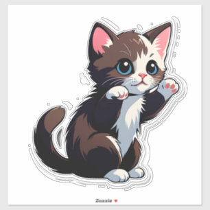 Adesivo Gatinho de Desenho Animado Divertido
