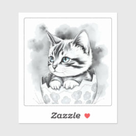 Adesivo Gatinho de Páscoa branca em Floral Eggshell