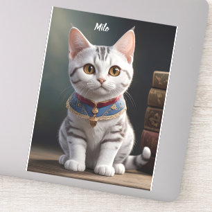 Adesivo Gatinho de Shorthair Americano Bonito com Olhos Gr