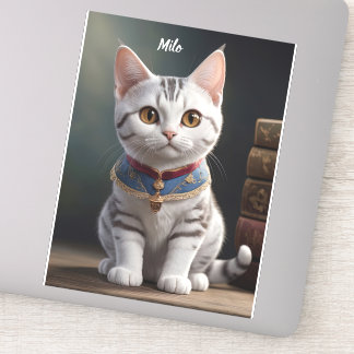 Adesivo Gatinho de Shorthair Americano Bonito com Olhos Gr