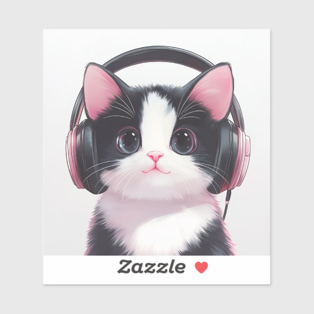 Adesivo Gatinho do Groovin - Gatinho preto e branco-branco (Folha)