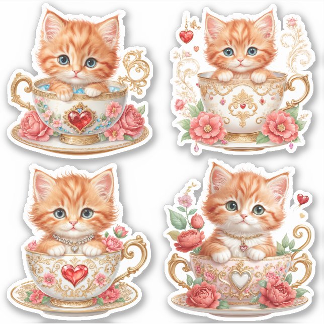 Adesivo Gatinho Elegante em Stickers de Xícara -  Design F (Frente)